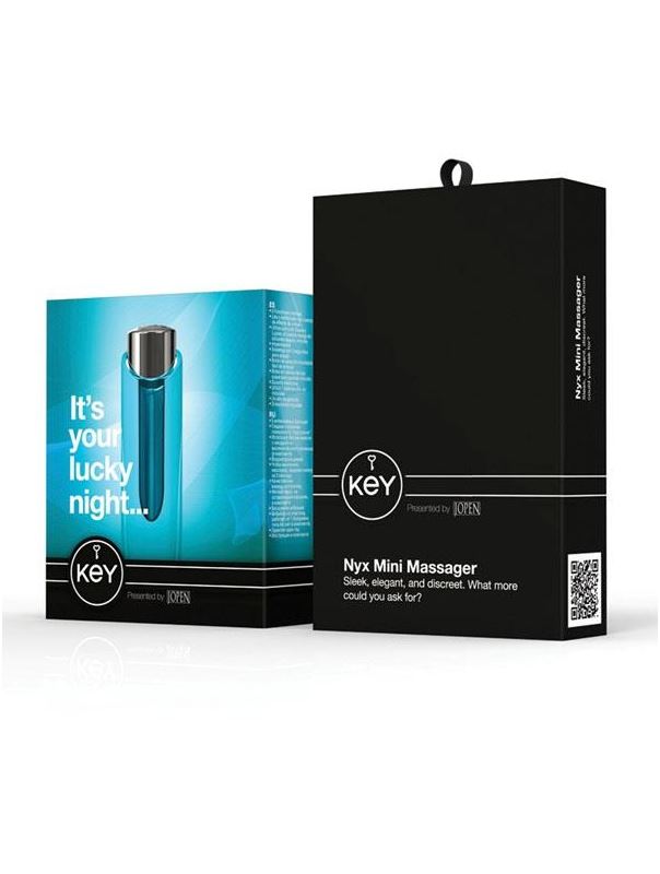 Элегантный голубой минивибратор со снимающейся насадкой Nyx Mini (12,75 см)