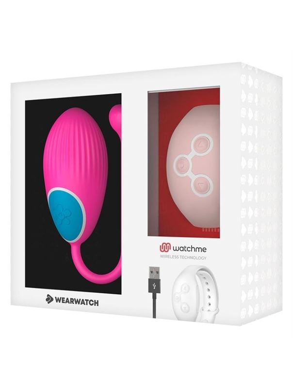 Розовое виброяйцо с нежно-розовым пультом-часами Wearwatch Egg Wireless Watchme