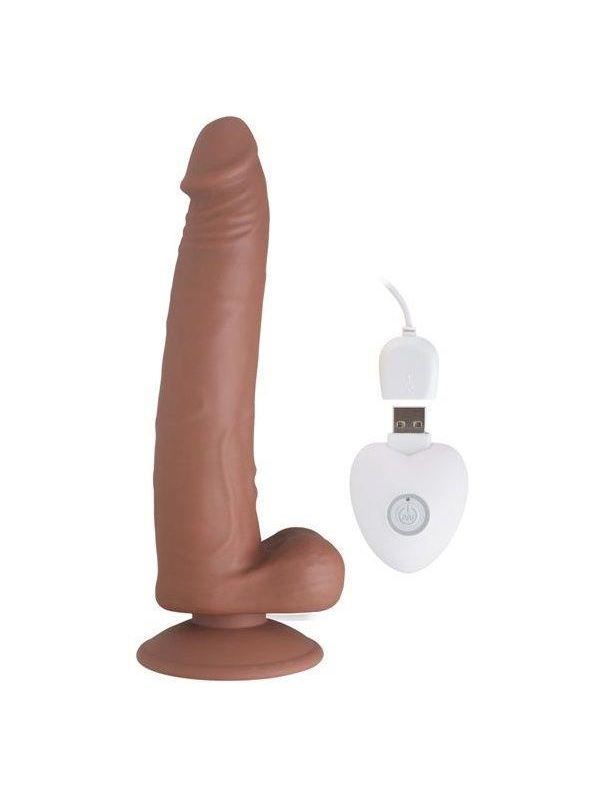 Коричневый вибратор SEDUCER 20 Function Long John (21,5 см)