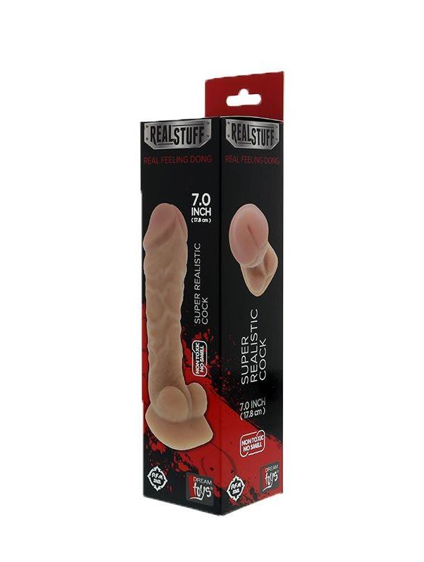 Фаллоимитатор с богатым рельефом поверхности REALSTUFF REAL FEELING DONG 7INCH FLESH (17,8 см)