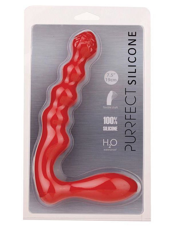 Красный силиконовый стимулятор PURRFECT SILICONE - 19 см.