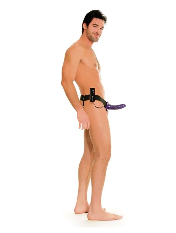 Полый универсальный страпон с вибрацией For Him or Her Vibrating Hollow Strap-On (15 см)