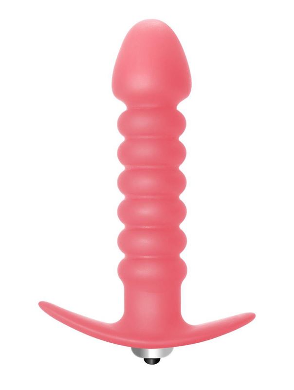 Розовая анальная пробка с вибрацией Twisted Anal Plug (13 см)