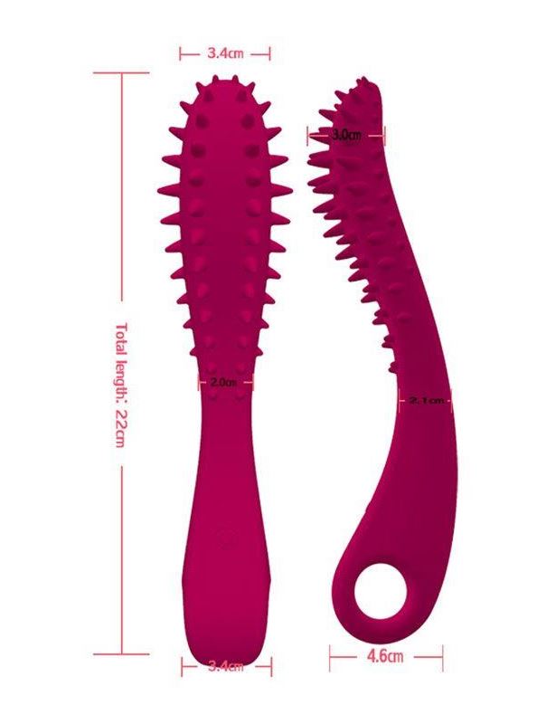 Малиновый вибратор Temptation Wand с шипиками (22 см)
