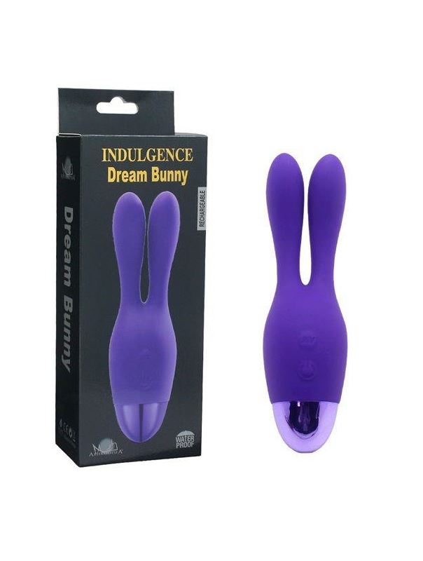 Фиолетовый вибратор INDULGENCE Rechargeable Dream Bunny - 15 см.