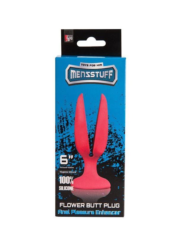 Красная анальная пробка-бутон MENZSTUFF - FLOWER BUTT PLUG 6INCH (15 см)