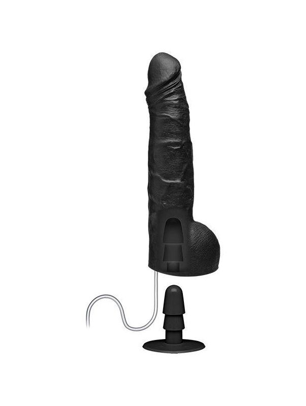 Черный фаллоимитатор с имитацией эякуляции Wet Works 10" Dual Density ULTRASKYN Squirting Cumplay Cock (26,7 см)