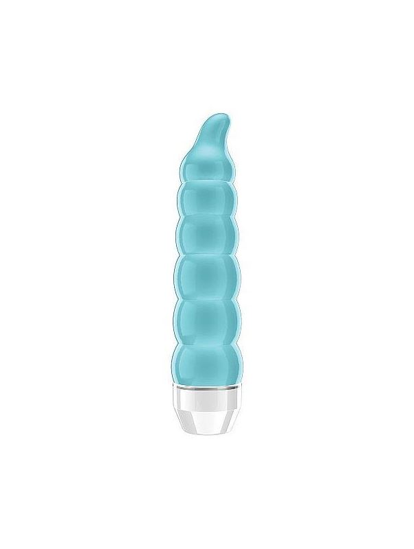 Бирюзовый фигурный вибратор Lacee с тонким кончиком - 15,5 см.