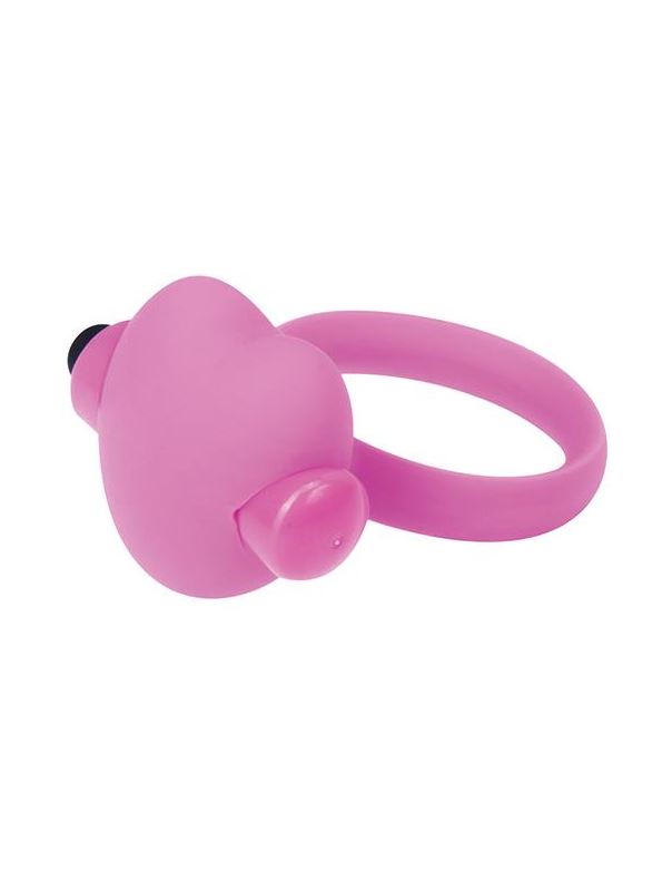 Розовое эрекционное виброкольцо с сердечком HEART BEAT COCKRING SILICONE