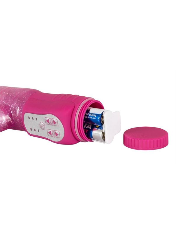 Розовый G-стимулятор с клиторальный отростком Rotating G-spot Rabbit - 25 см.