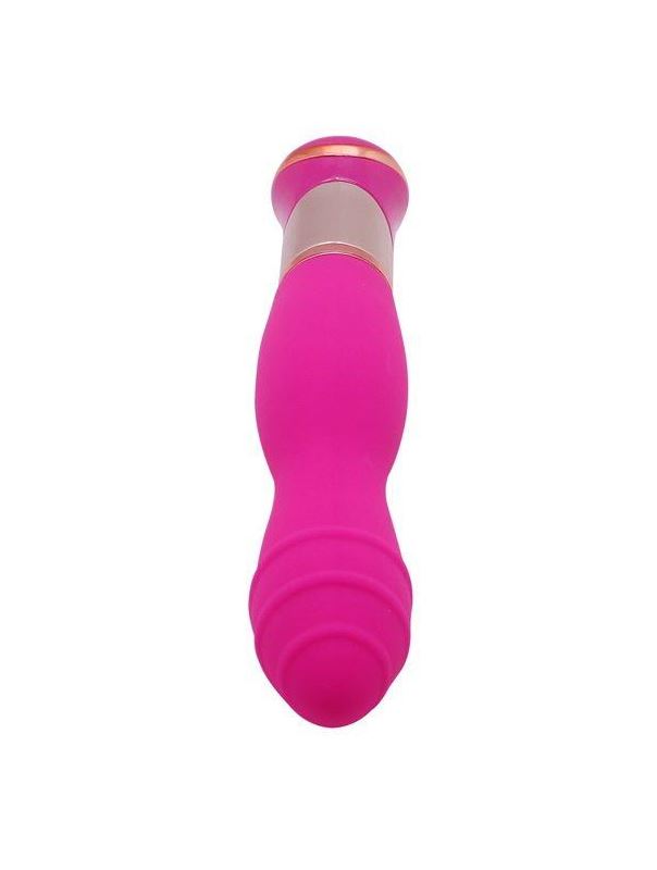 Ярко-розовый вибратор ротатор ECSTASY Deluxe Rippled Vibe (20 см)