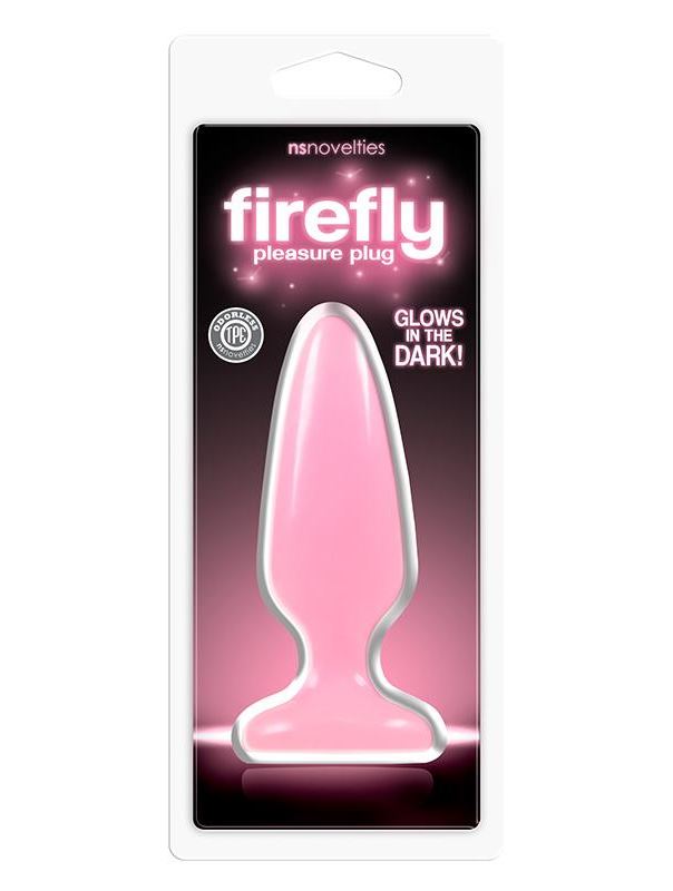 Светящаяся в темноте розовая анальная пробка Firefly Pleasure Plug Medium Pink (12,7 см)