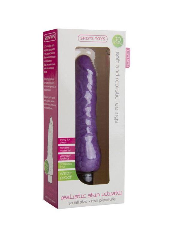 Фиолетовый вибратор-реалистик Realistic Skin Vibrator Small (16,3 см)
