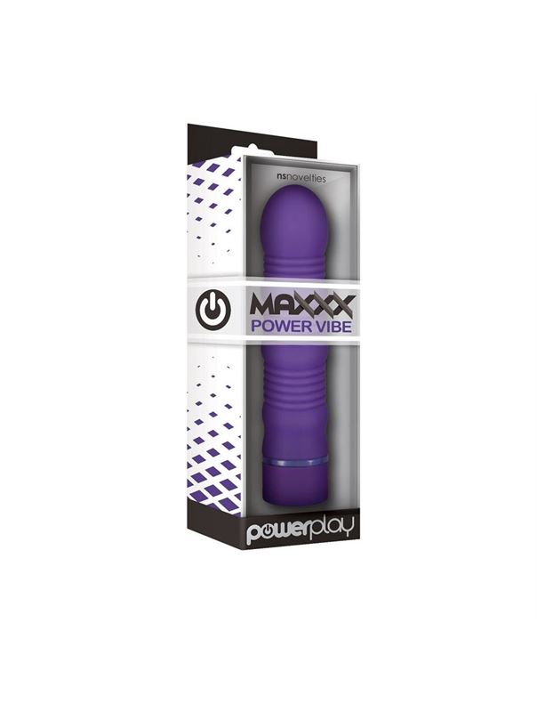 Фиолетовый ребристый вибромассажёр Maxx Power Vibe - 19 см.