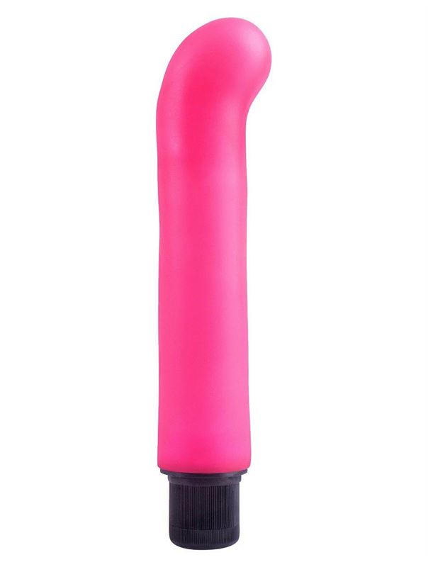 Ярко-розовый вибромассажер XL G-Spot Softees с загнутым кончиком (16,2 см)
