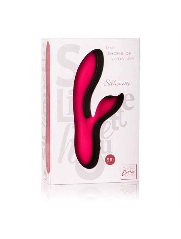 Красный вибромассажер с лепестком для стимуляции клитора Silhouette S19