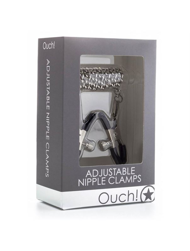 Зажимы на соски с серебристой цепочкой Ouch! - Adjustable Nipple Clamps