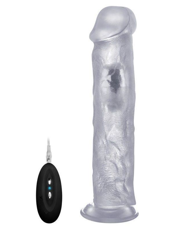 Прозрачный вибратор-реалистик Vibrating Realistic Cock 11 - 27,5 см.