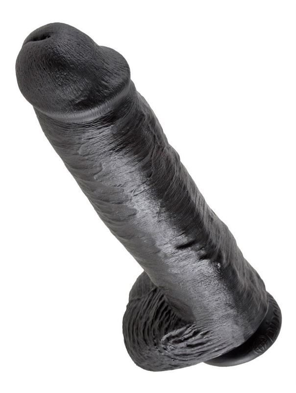 Черный фалоимитатор-гигант 11" Cock With Balls на присоске (28 см)