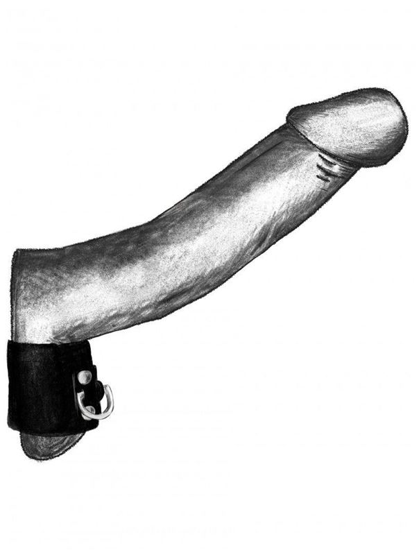 Черный бандаж на пенис и мошонку с D-образным кольцом