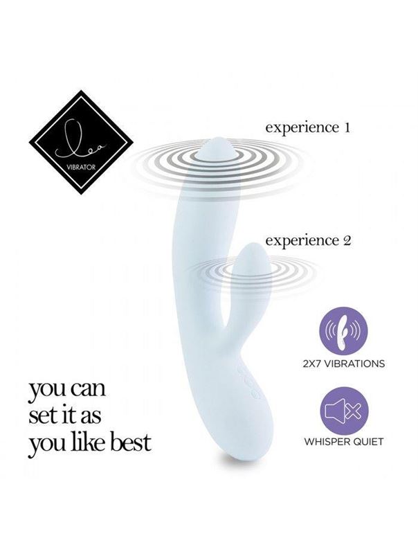 Нежно-голубой вибратор кролик Lea Rabbit Vibrator (20,2 см)