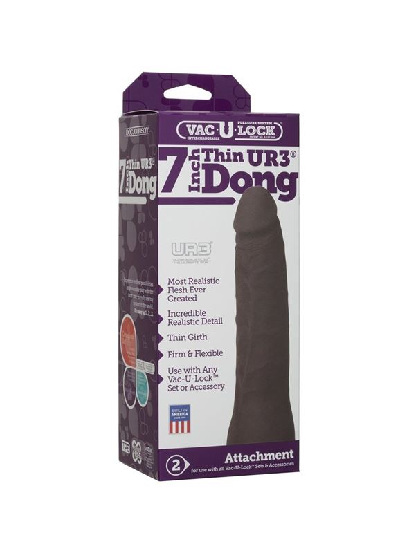 Реалистичная темнокожая насадка Vac-U-Lock 7" ULTRASKYN Thin Dong (19 см)