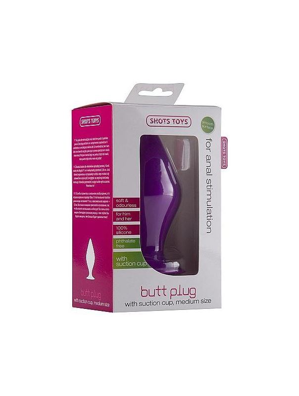 Фиолетовая средняя анальная пробка Butt Plug with Suction Cup Medium