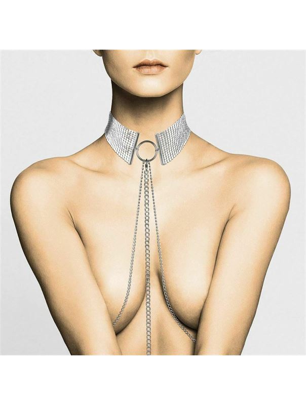Серебристый ошейник с цепочками Desir Metallique Collar