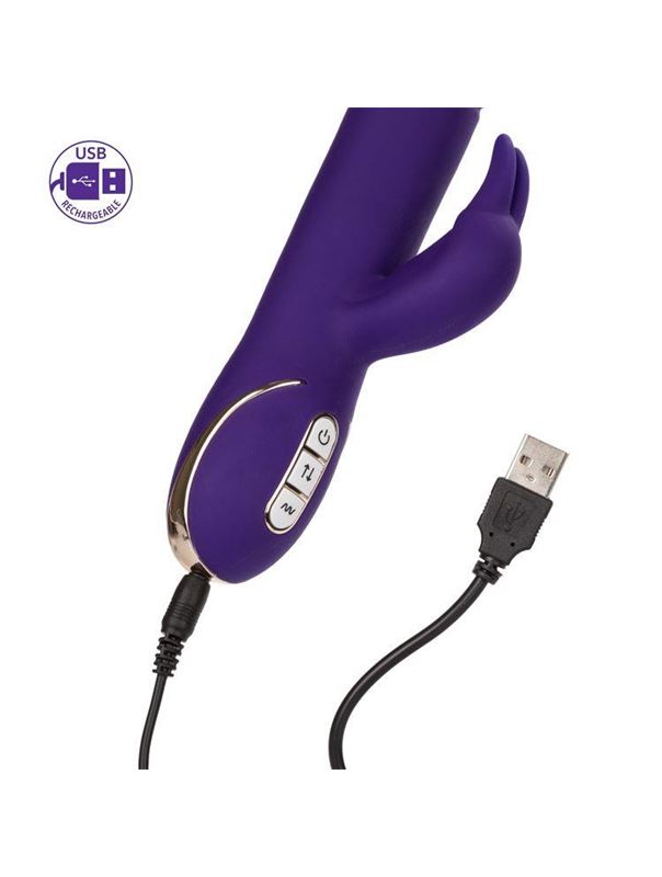 Фиолетовый вибратор с поступательным движением Jack Rabbit Signature Silicone Thrusting Rabbit (20 см)