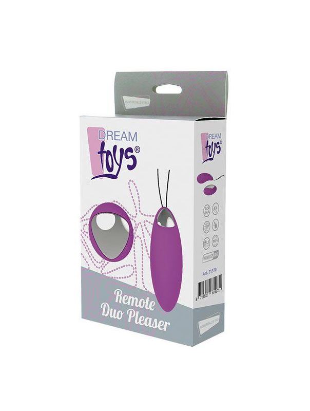 Фиолетовое перезаряжаемое виброяйцо Remote Duo Pleasure