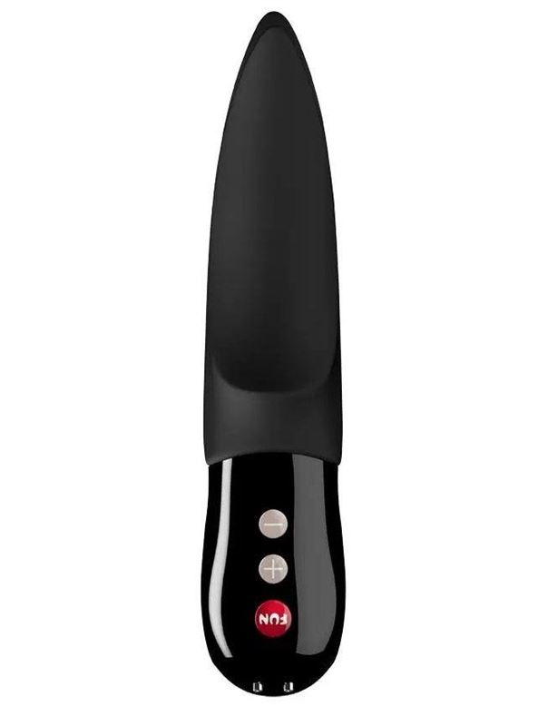 Чёрный вибратор Volta Black Line с раздвоенным кончиком (18,9 см)