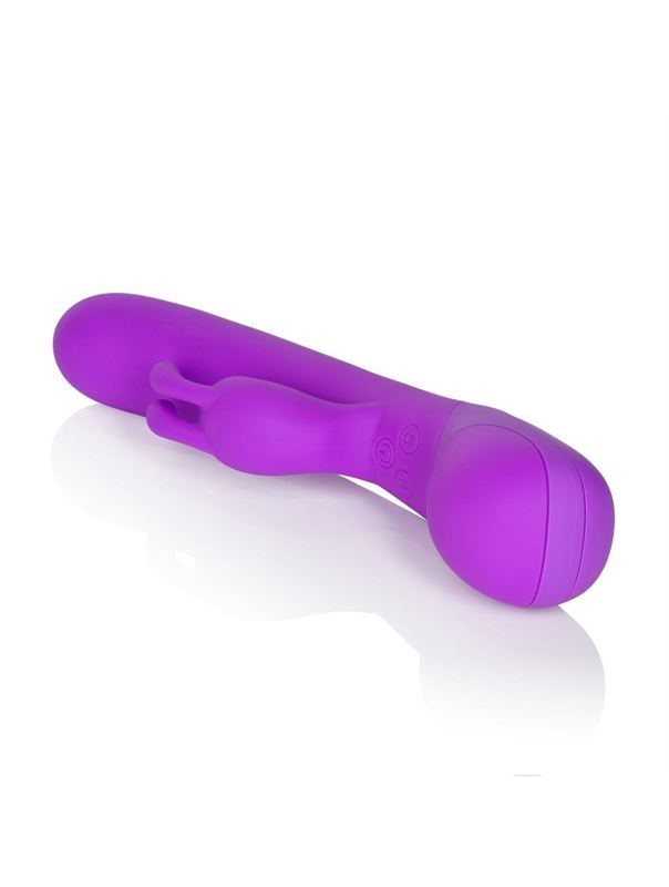 Фиолетовый вибромассажер Impress Rabbit со стимуляцией клитора - 18 см.