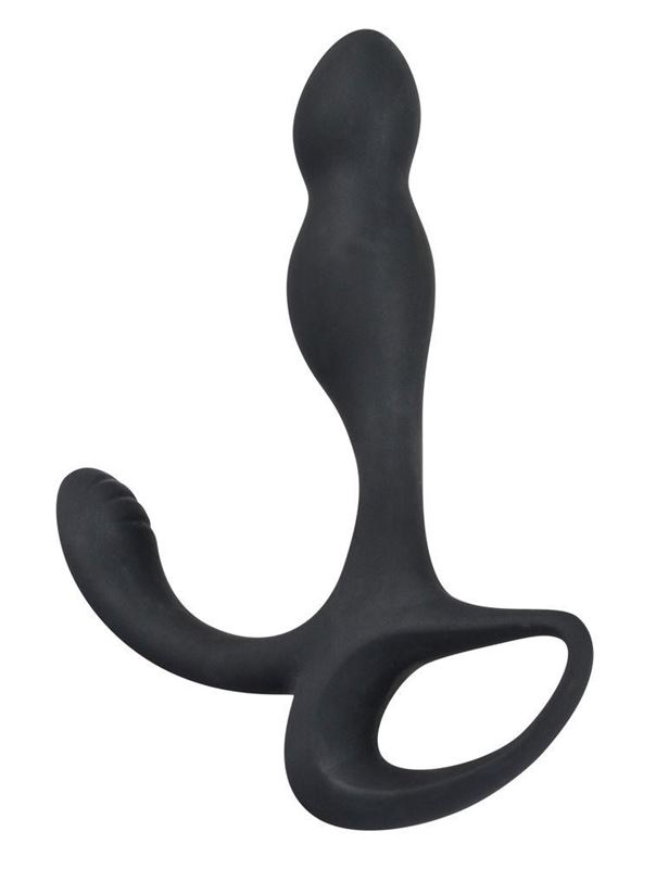 Черный силиконовый стимулятор простаты Plug with Perineum Stimulator