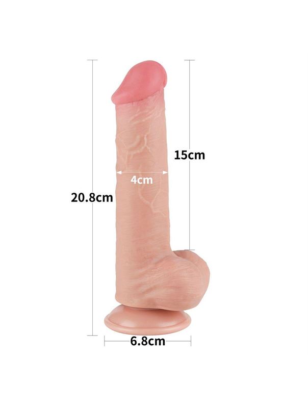Телесный фаллоимитатор с мошонкой 8" Sliding Skin Dual Layer Dong (20,8 см)