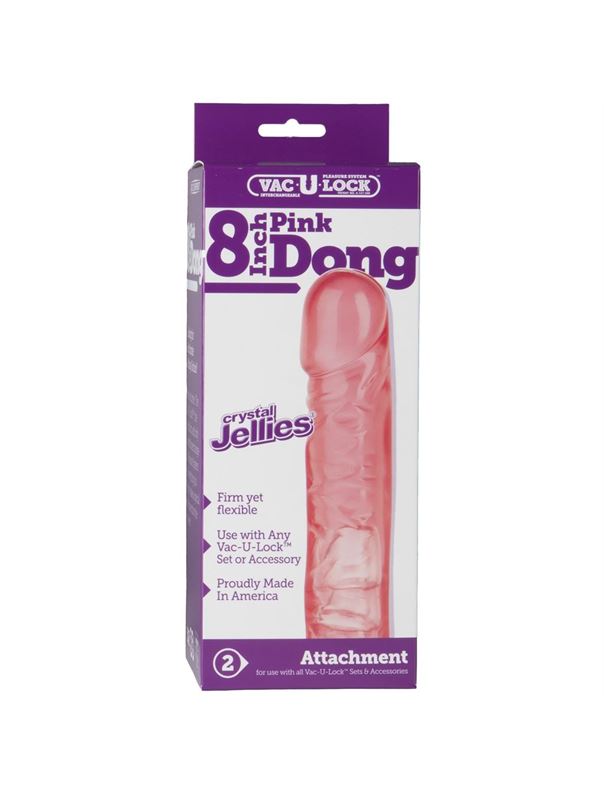 Розовая насадка-фаллопротез Vac-U-Lock 8" Crystal Jellies Dong (20,3 см)