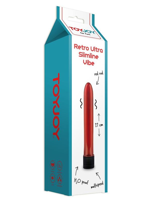 Красный вибратор RETRO ULTRA SLIMLINE (17 см)
