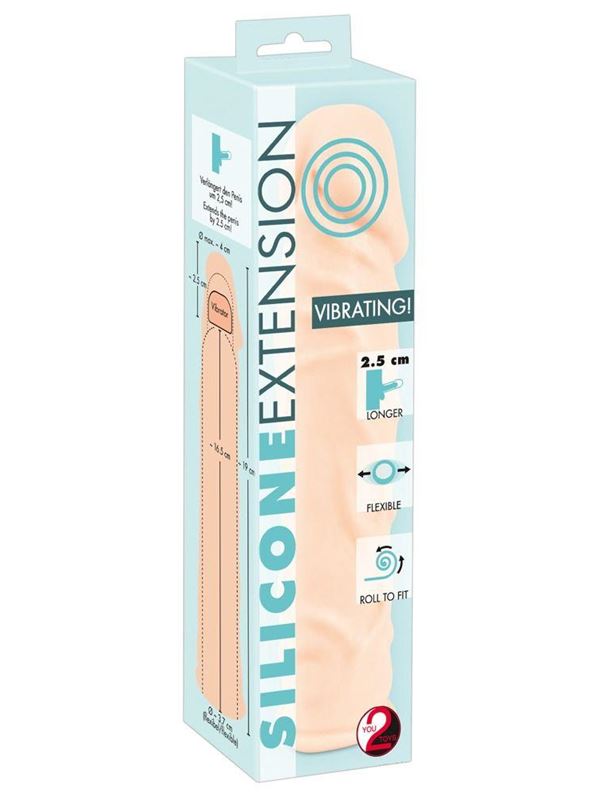 Удлиняющая насадка на пенис с вибрацией Silicone Extension Vibrating (19 см)