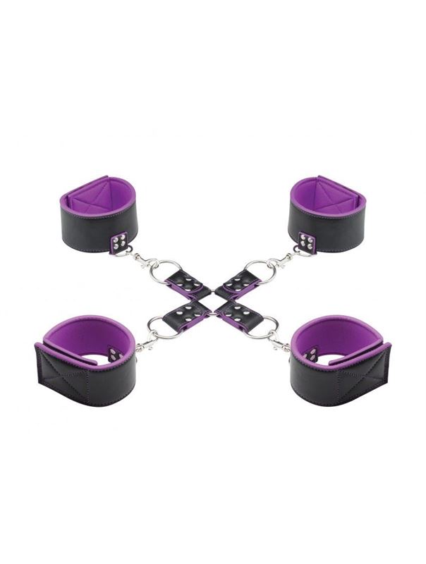 Чёрно-фиолетовый двусторонний комплект для бандажа Reversible Hogtie