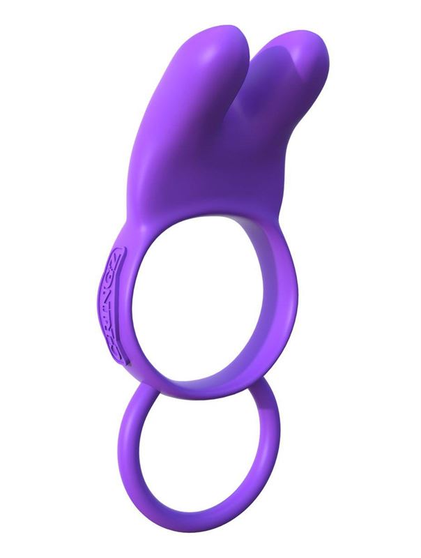 Эрекционное кольцо с вибрацией и подхватом для мошонки Twin Teazer Rabbit Ring