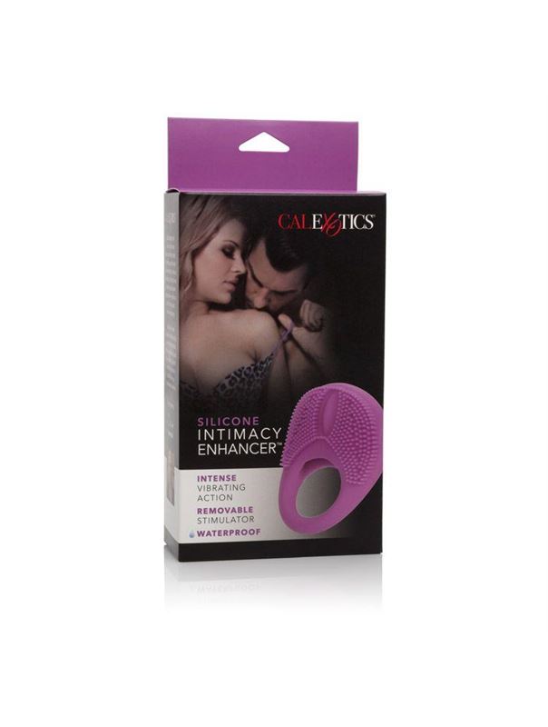 Розовое эрекционное кольцо с щеточкой и вибрацией Silicone Intimacy Enhancer
