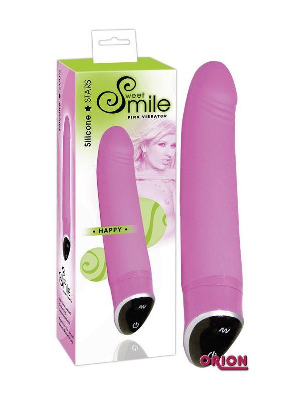 Розовый вибратор Smile Happy - 22 см.