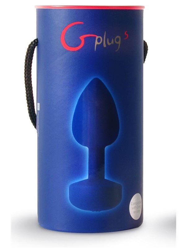 Маленькая синяя анальная пробка с вибрацией Fun Toys - Gplug (8 см)