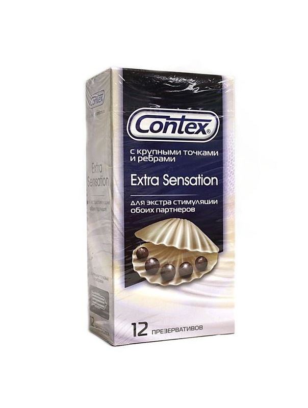 Презервативы с крупными точками и рёбрами Contex Extra Sensation - 12 шт.