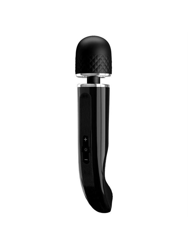 Черный мощный жезловый вибратор с изогнутой ручкой Charming Massager (24 см)