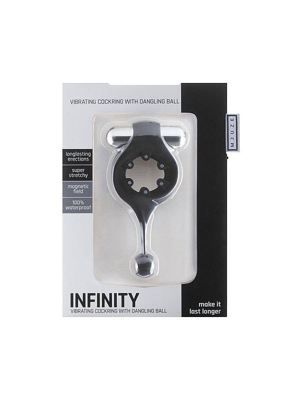 Чёрное эрекционное виброкольцо Infinity Vibrating Cockring with Dangling Ball