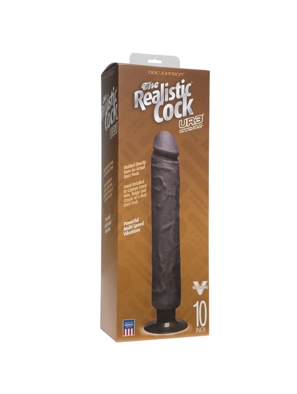 Коричневый вибратор The Realistic Cock - 10" ULTRASKYN Without Balls (29,2 см)