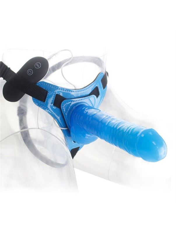 Синий вибрострапон 7" Harness Realistic Dong (17,5 см)