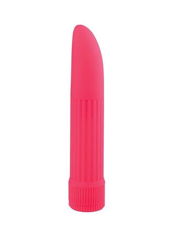 Классический розовый вибратор со скошенным кончиком BASICX MULTISPEED VIBRATOR - 13 см.