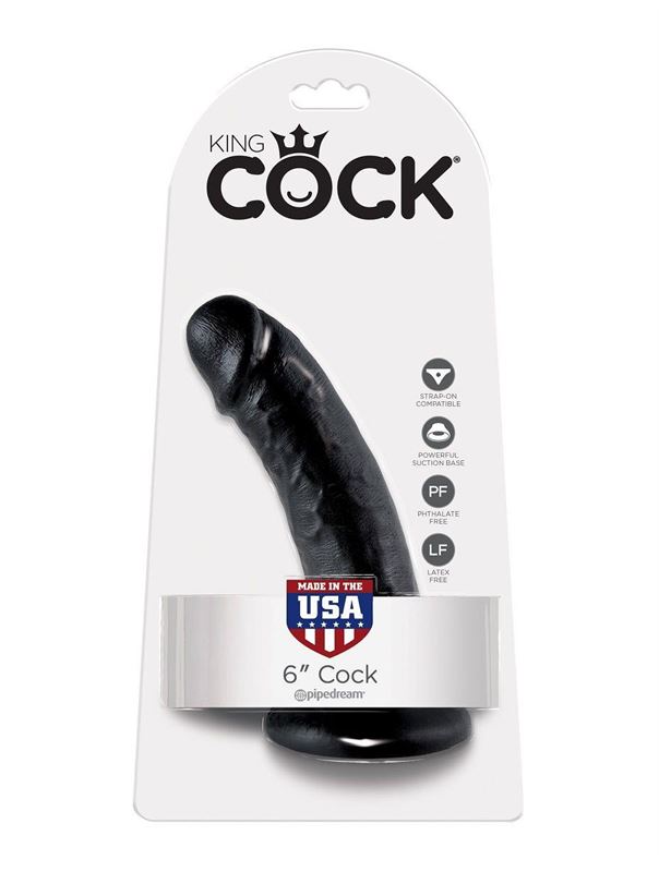 Чёрный фаллоимитатор с присоской 6" King Cock (15,2 см)