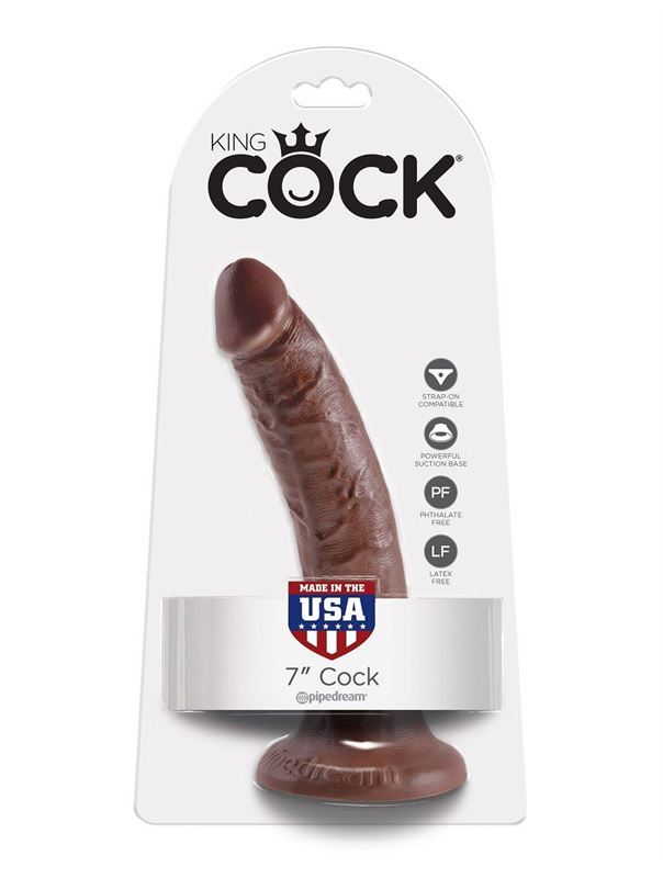 Коричневый фаллоимитатор с присоской 7" King Cock (17,8 см)